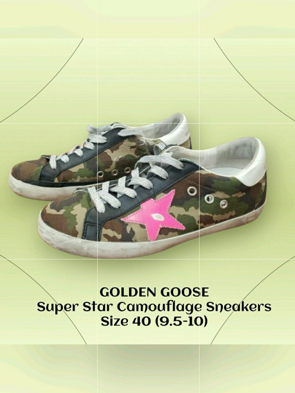 Golden Goose Super Star Green Camouflage Fuchsia Sneakers